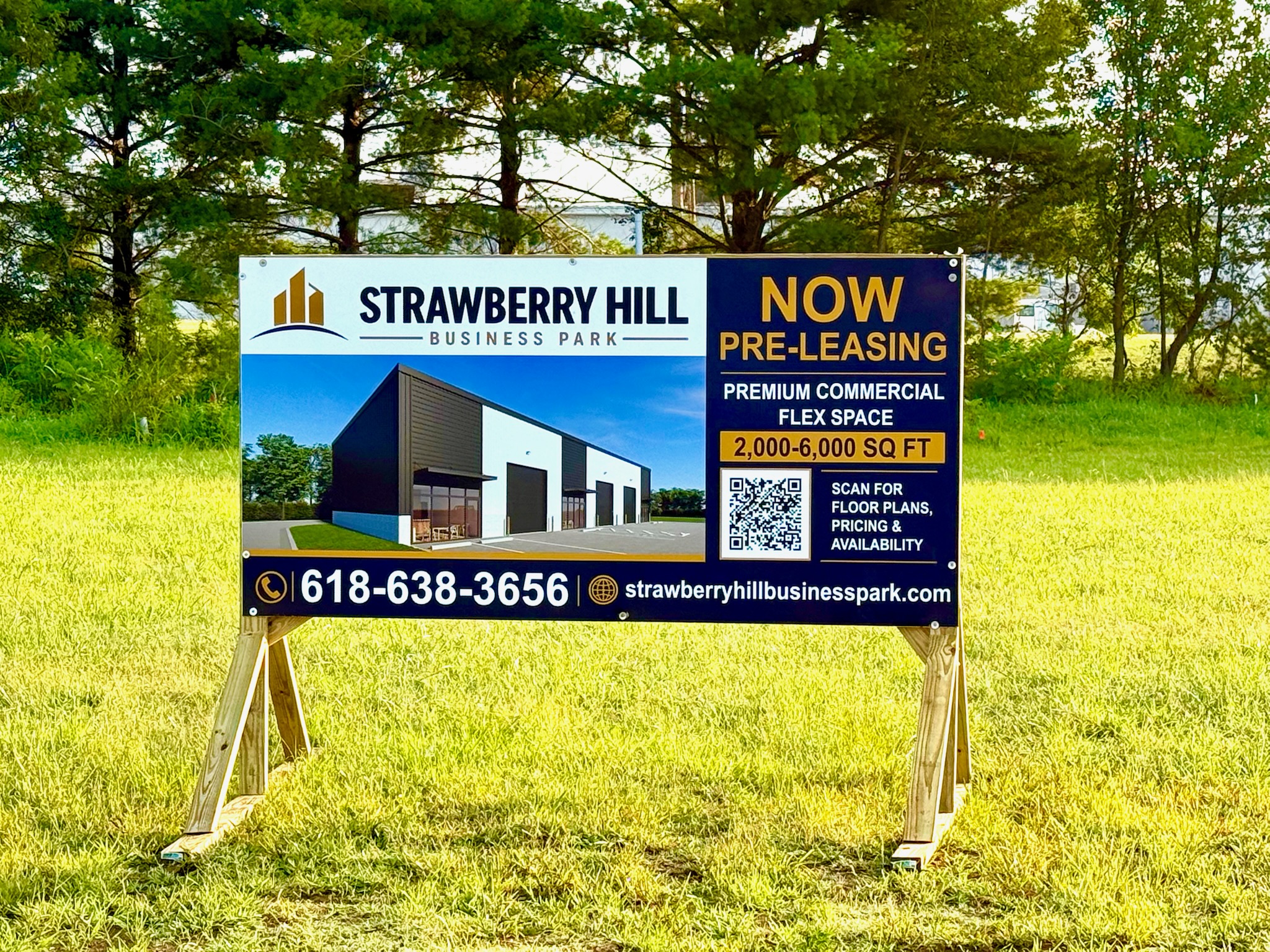 Strawberry Hill Business Park pre-leasing sign installed at 4775 Village Square Drive